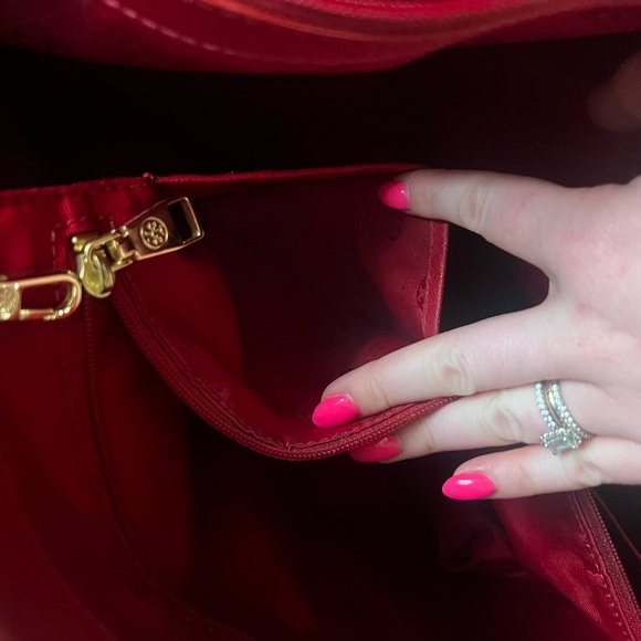 Tory Burch Red Tote Bag with buckles! - Picture 4 of 14